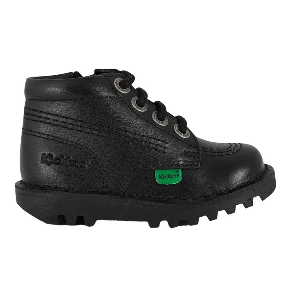 Kickers Baby Leather Side Zip Ankle Boots / Black